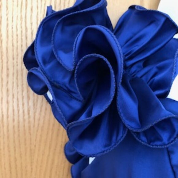 Glamorous Blue Vintage Junior Off Shoulder Formal Dress Prom Party 15-16 Large - Picture 5 of 14